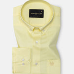 Griphen Light Yellow Plain Button Down Cotton Shirt - John Ellies