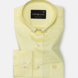 Griphen Light Yellow Plain Button Down Cotton Shirt - John Ellies