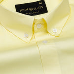 Griphen Light Yellow Plain Button Down Cotton Shirt - John Ellies