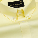 Griphen Light Yellow Plain Button Down Cotton Shirt - John Ellies