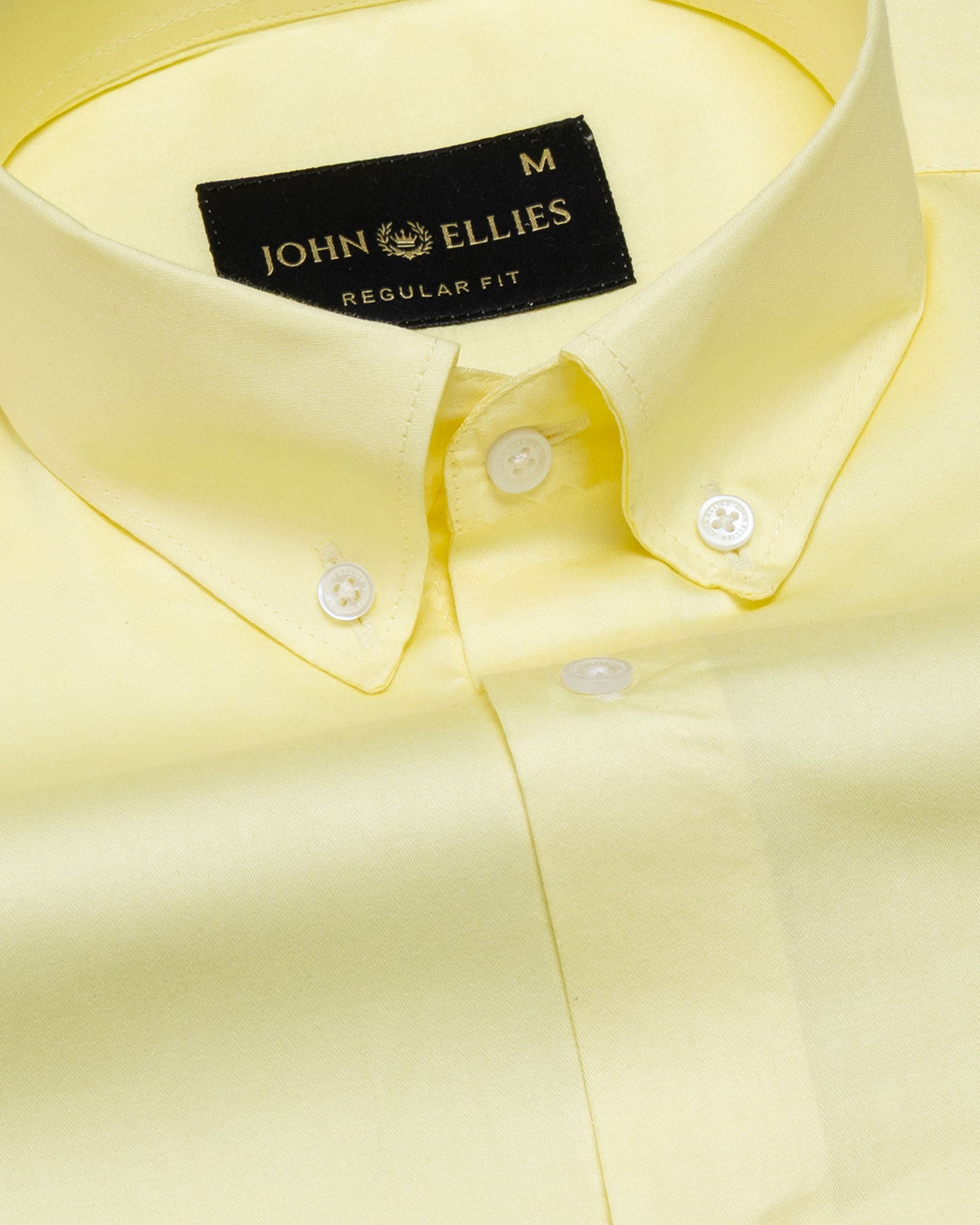 Griphen Light Yellow Plain Button Down Cotton Shirt - John Ellies