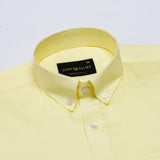 Griphen Light Yellow Plain Button Down Cotton Shirt - John Ellies