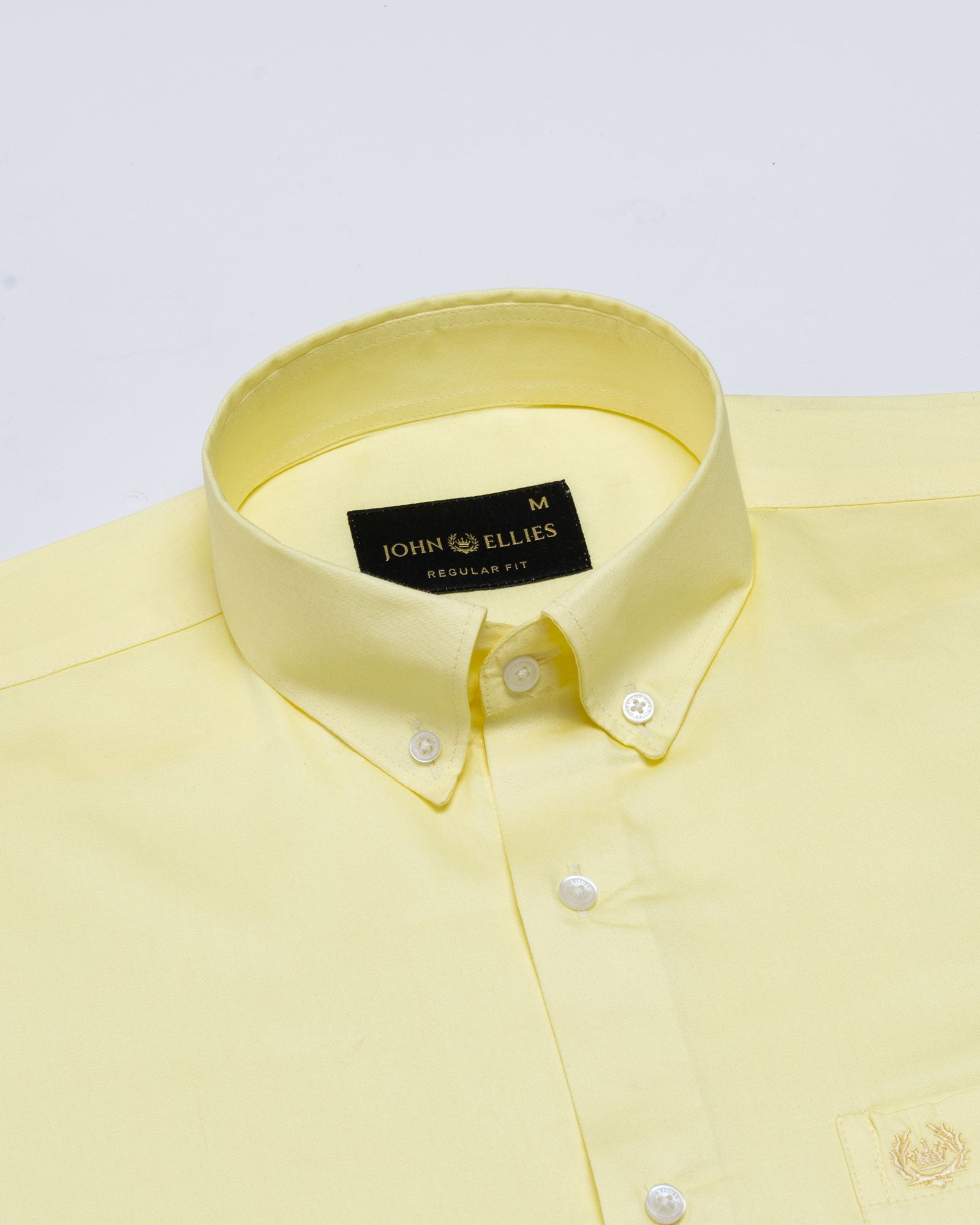 Griphen Light Yellow Plain Button Down Cotton Shirt - John Ellies