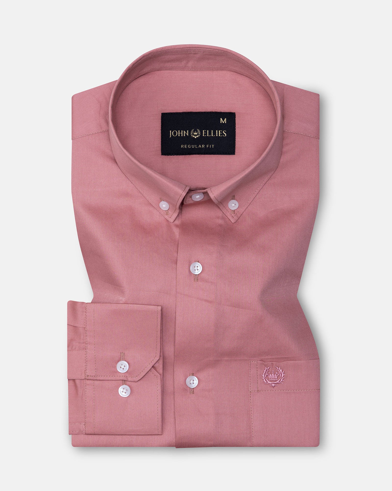 Griphen Pink Plain Button Down Cotton Shirt - John Ellies