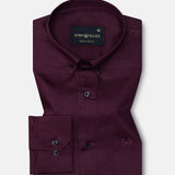Griphen Maroon Plain Button Down Cotton Shirt - John Ellies