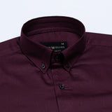 Griphen Maroon Plain Button Down Cotton Shirt - John Ellies