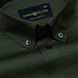 Griphen Green Plain Button Down Cotton Shirt - John Ellies