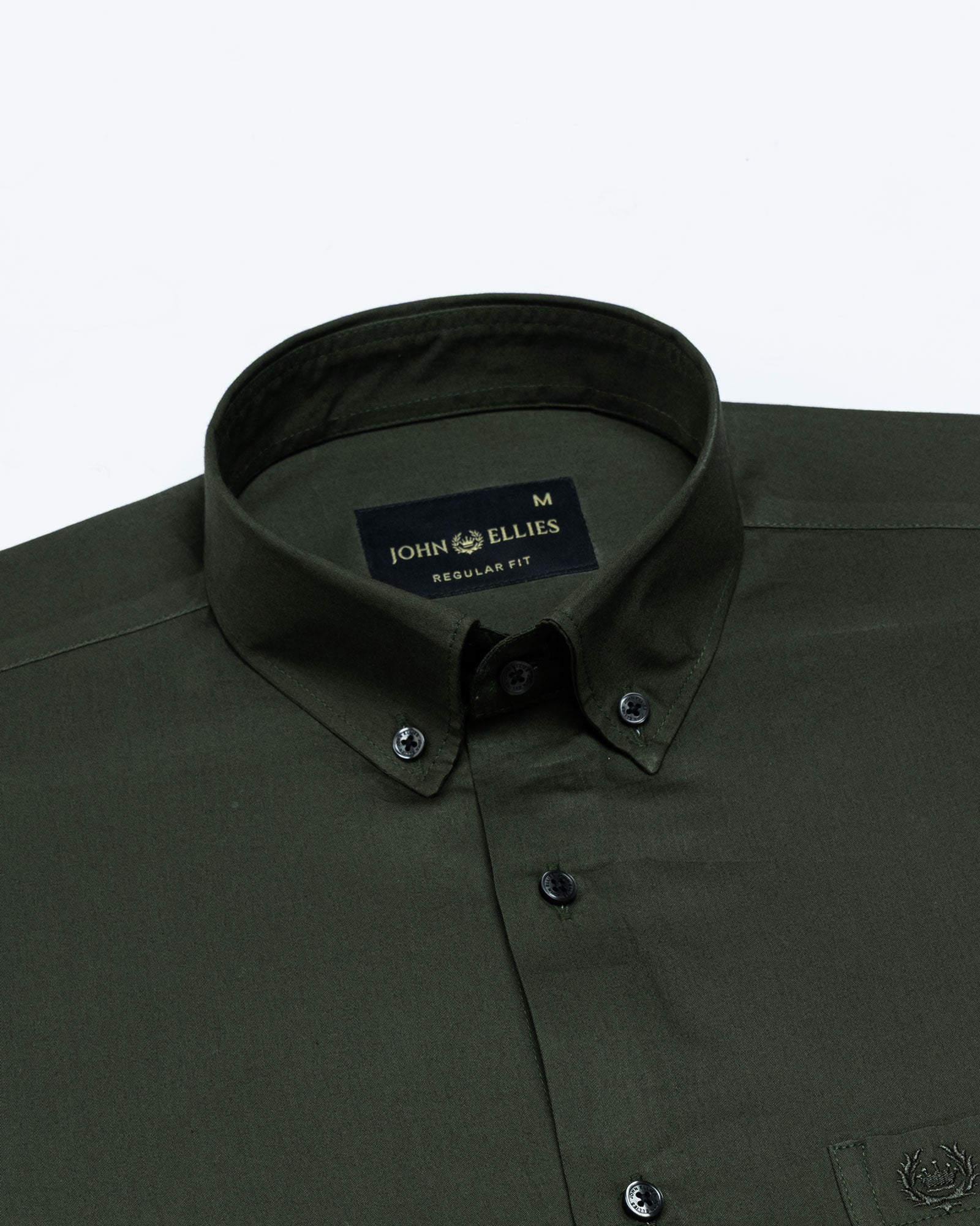 Griphen Green Plain Button Down Cotton Shirt - John Ellies