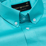 Griphen Cyan Plain Button Down Cotton Shirt - John Ellies