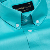 Griphen Cyan Plain Button Down Cotton Shirt - John Ellies