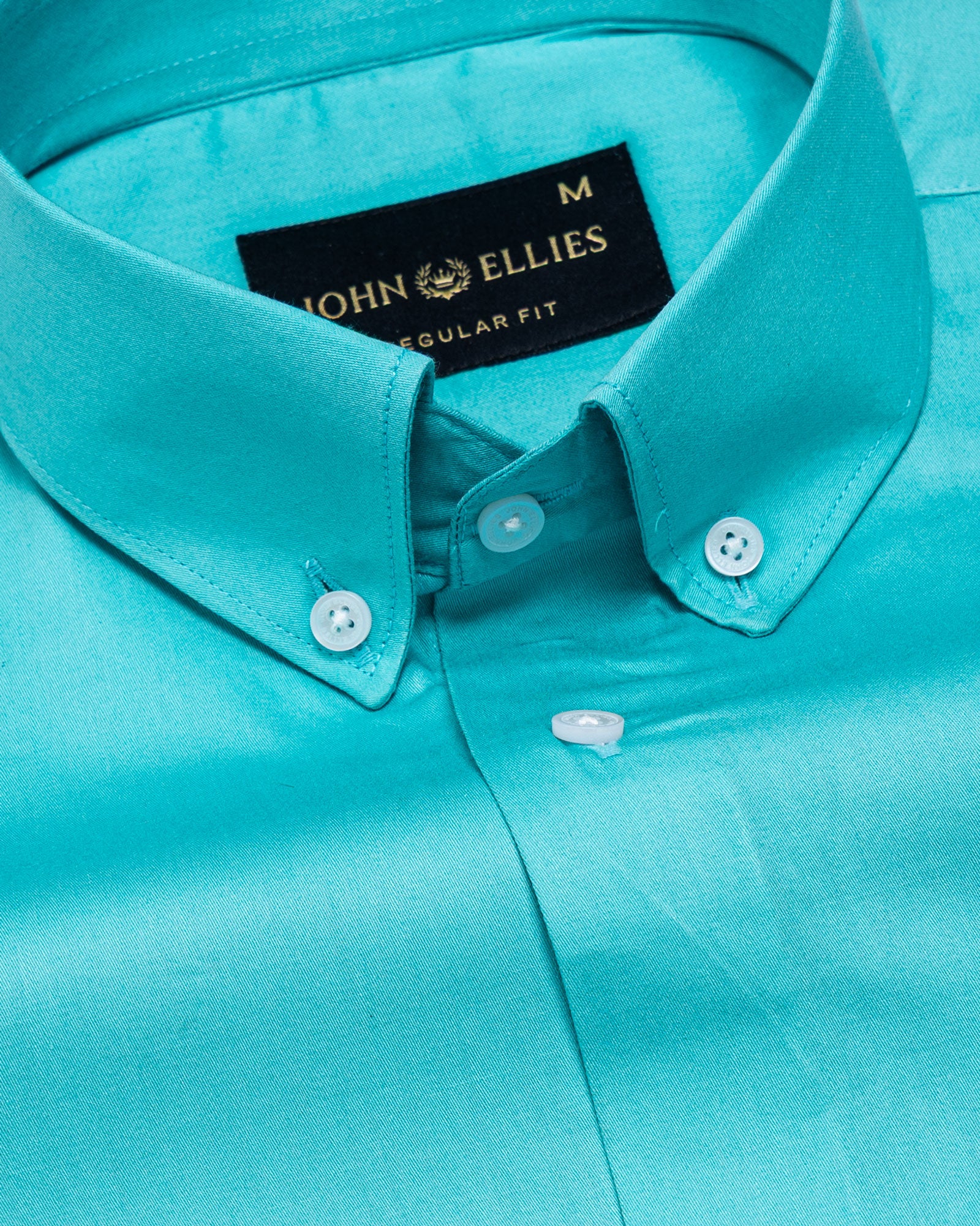 Griphen Cyan Plain Button Down Cotton Shirt - John Ellies