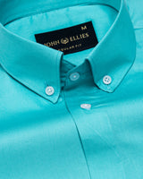 Griphen Cyan Plain Button Down Cotton Shirt