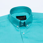 Griphen Cyan Plain Button Down Cotton Shirt - John Ellies