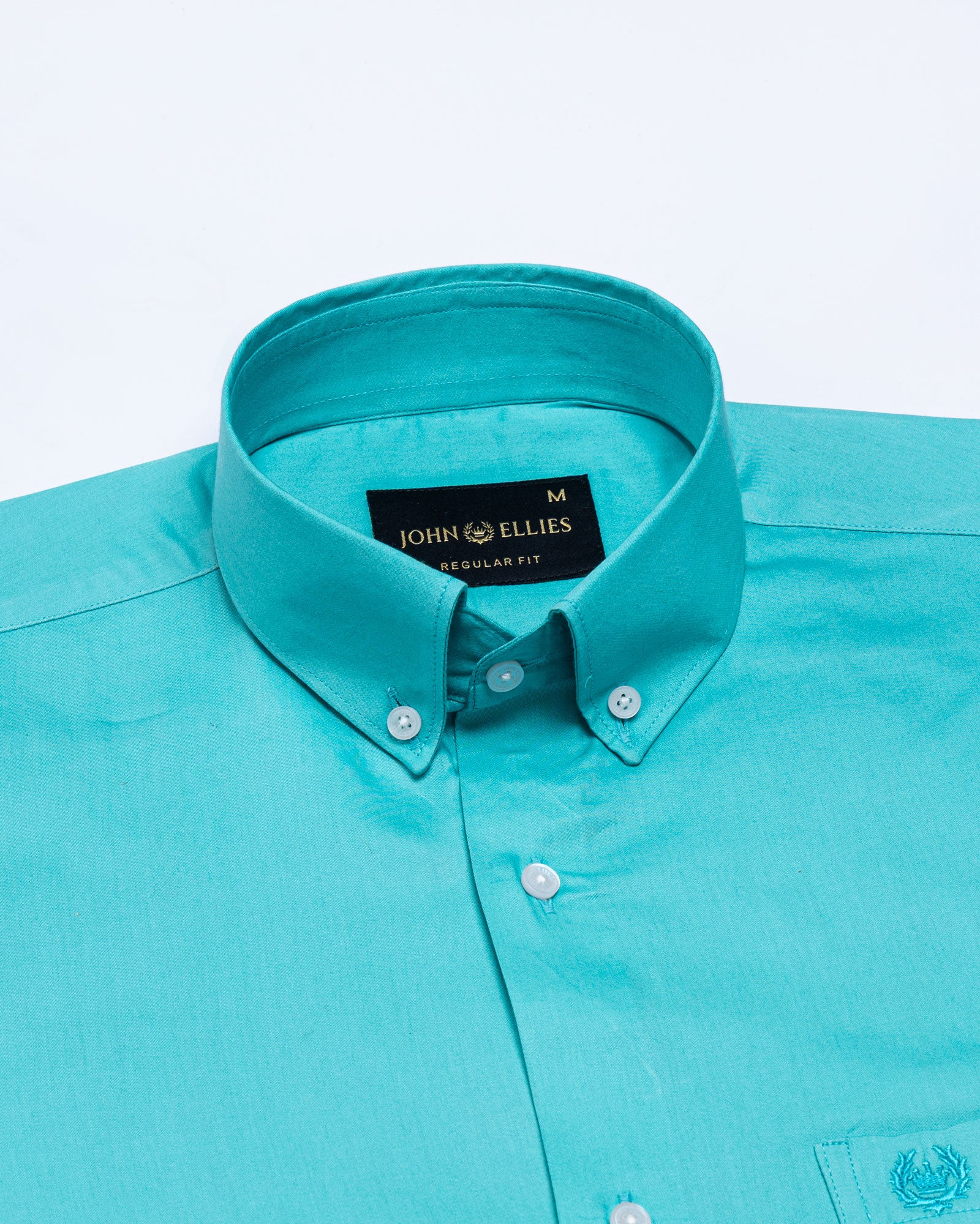 Griphen Cyan Plain Button Down Cotton Shirt - John Ellies