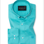 Griphen Cyan Plain Button Down Cotton Shirt - John Ellies