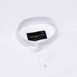 Madrix White Plain Mandarin Linen Shirt - John Ellies