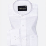 Madrix White Plain Mandarin Linen Shirt - John Ellies