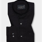 Madrix Black Plain Mandarin Cotton Shirt - John Ellies