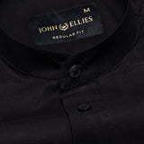 Madrix Black Plain Mandarin Cotton Shirt - John Ellies