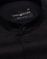 Madrix Black Plain Mandarin Cotton Shirt