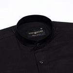 Madrix Black Plain Mandarin Cotton Shirt - John Ellies