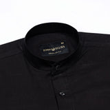 Madrix Black Plain Mandarin Cotton Shirt - John Ellies