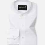 Madrix White Plain Mandarin Oxford Cotton Shirt - John Ellies