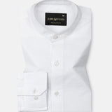 Madrix White Plain Mandarin Oxford Cotton Shirt - John Ellies