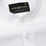 Madrix White Plain Mandarin Oxford Cotton Shirt - John Ellies