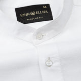Madrix White Plain Mandarin Oxford Cotton Shirt - John Ellies