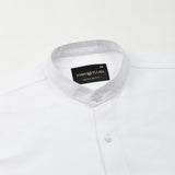 Madrix White Plain Mandarin Oxford Cotton Shirt - John Ellies
