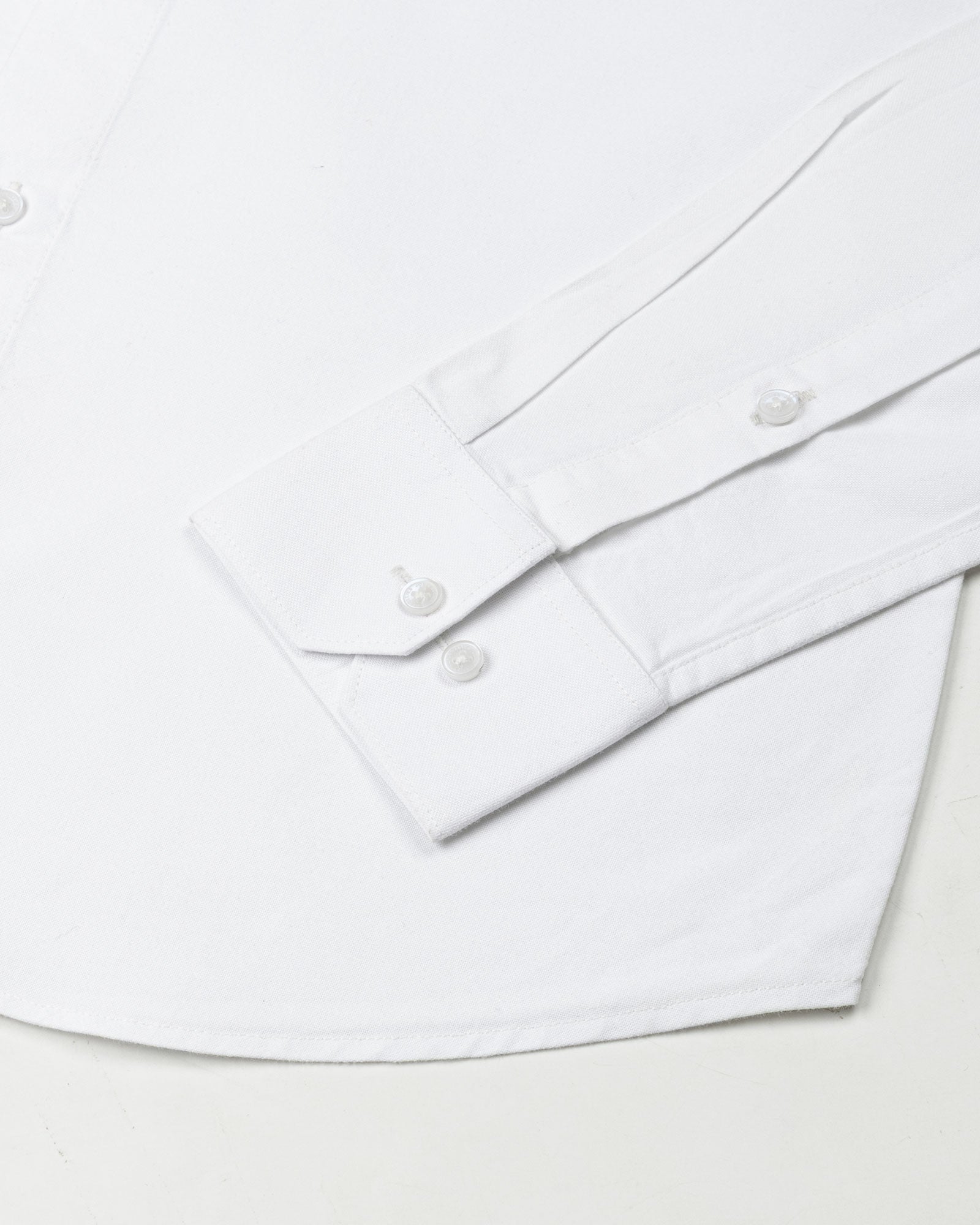 Madrix White Plain Mandarin Oxford Cotton Shirt - John Ellies