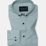 Xenors Soft Olive Plain Double Pocket Cotton Shirt - John Ellies