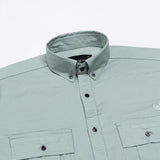 Xenors Soft Olive Plain Double Pocket Cotton Shirt - John Ellies
