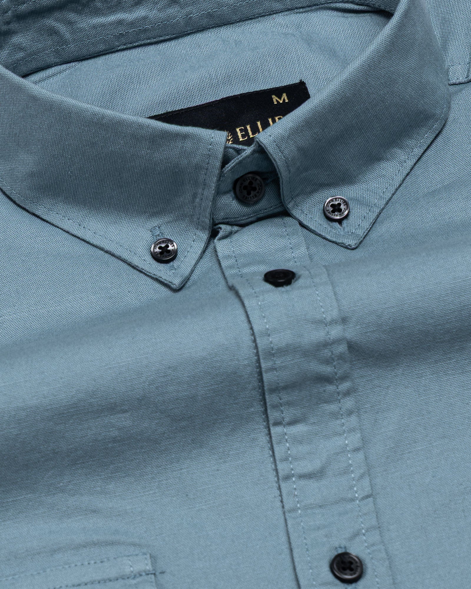 Xenors Teal Plain Double Pocket Cotton Shirt - John Ellies