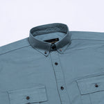 Xenors Teal Plain Double Pocket Cotton Shirt - John Ellies