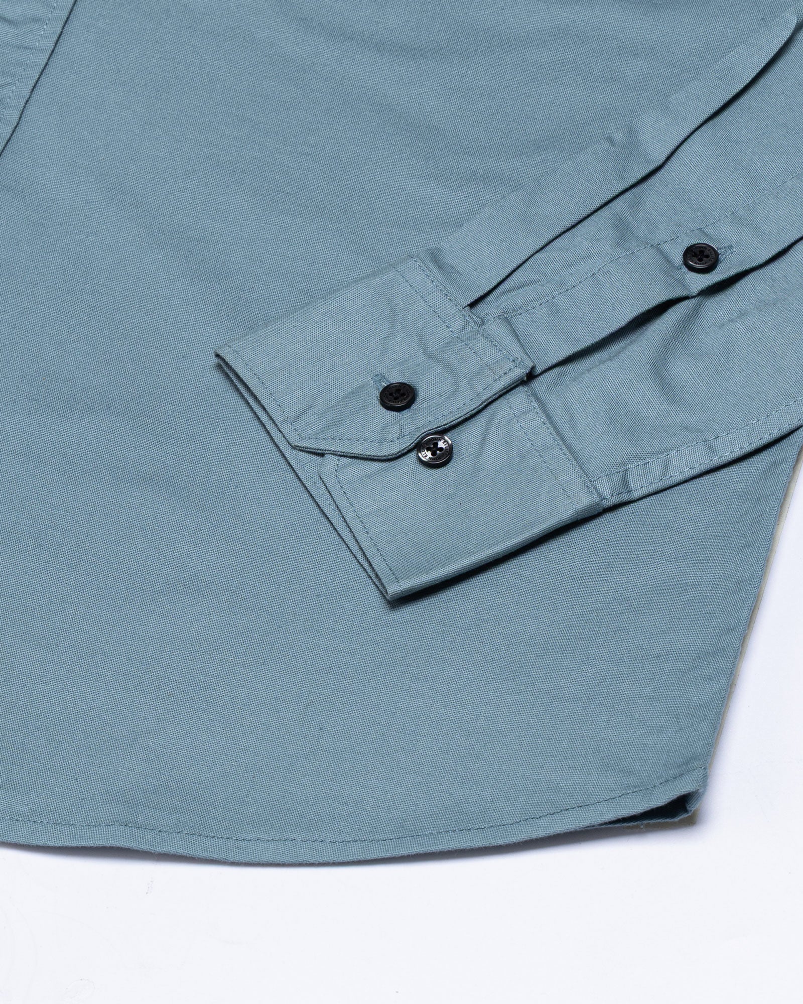 Xenors Teal Plain Double Pocket Cotton Shirt - John Ellies