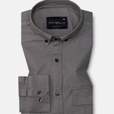 Xenors Ash Brown Plain Double Pocket Cotton Shirt - John Ellies