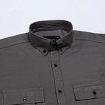 Xenors Ash Brown Plain Double Pocket Cotton Shirt - John Ellies