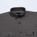 Xenors Ash Brown Plain Double Pocket Cotton Shirt - John Ellies