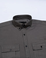 Xenors Ash Brown Plain Double Pocket Cotton Shirt