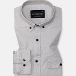 Xenors Tan Plain Double Pocket Cotton Shirt - John Ellies