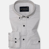 Xenors Tan Plain Double Pocket Cotton Shirt - John Ellies