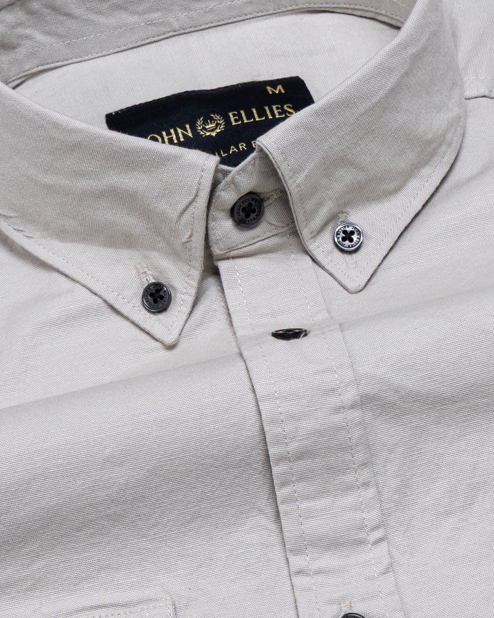 Xenors Tan Plain Double Pocket Cotton Shirt - John Ellies