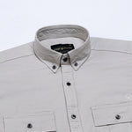 Xenors Tan Plain Double Pocket Cotton Shirt - John Ellies