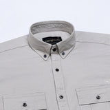 Xenors Tan Plain Double Pocket Cotton Shirt - John Ellies
