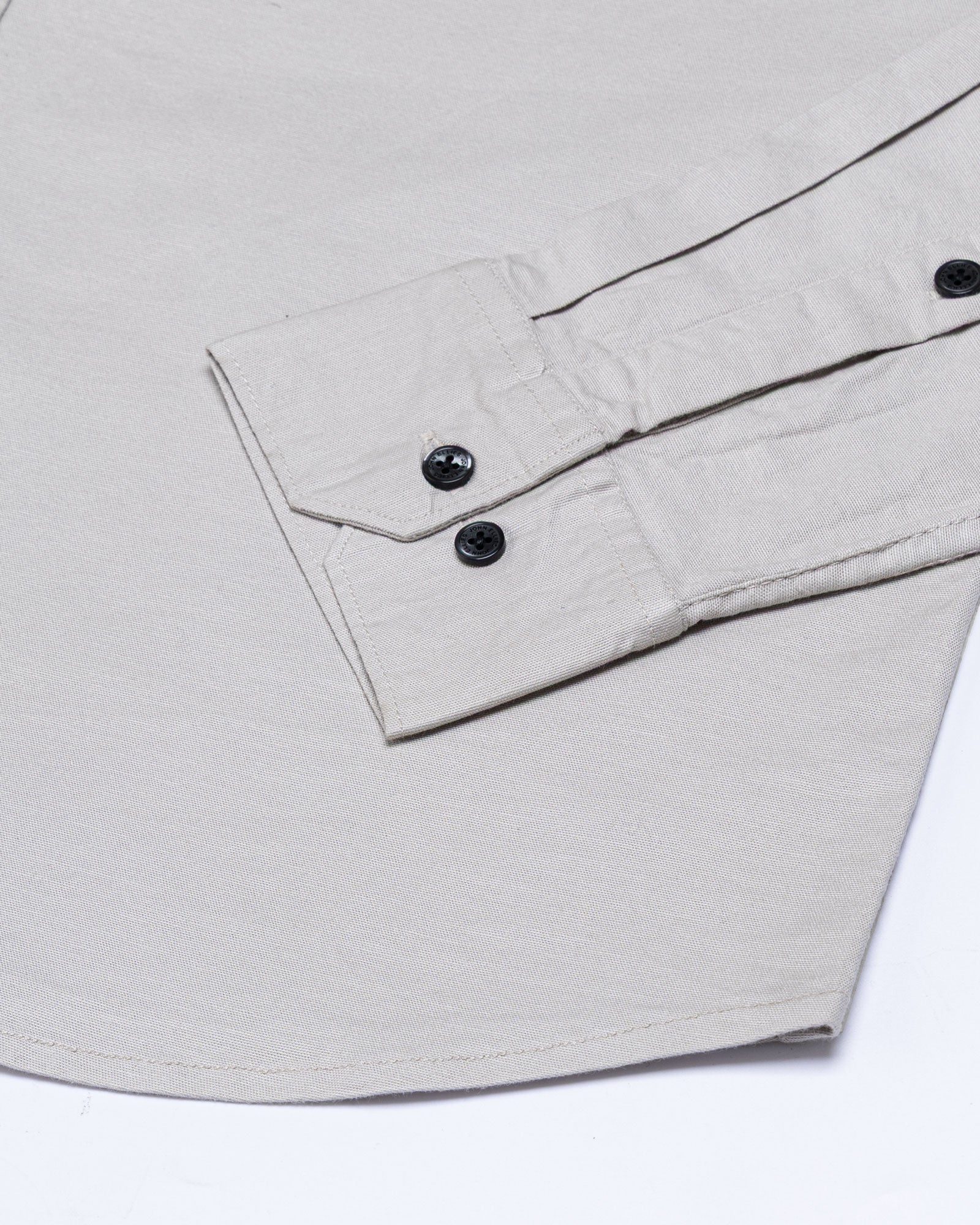 Xenors Tan Plain Double Pocket Cotton Shirt - John Ellies