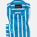 Cardinal Blue Premium Cotton Stripes Shirt - John Ellies