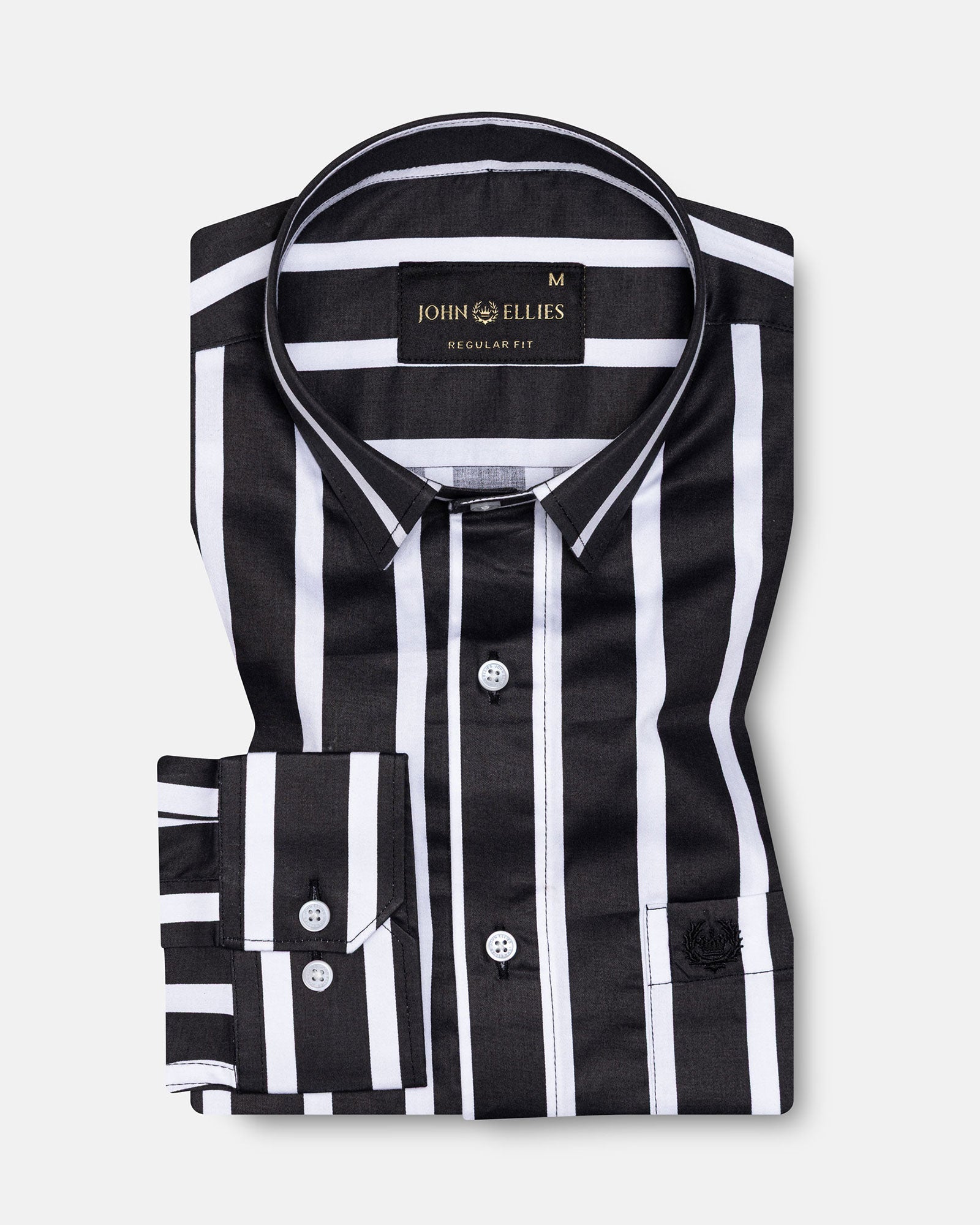 Cardinal Black Premium Cotton Stripes Shirt - John Ellies