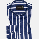 Cardinal Navy Blue Premium Cotton Stripes Shirt - John Ellies